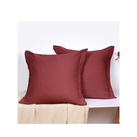 Unbranded Other - Pillow Covers Red 16 x 16 In Set of 2 Washed Microfiber Throw Pillow Sham D1